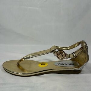 Michael Kors Girls Thong Strappy Metallic Sandals Logo Kids Shoes Sz 1